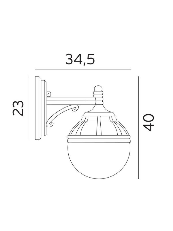 Norlys Bologna 310 Vegglampe E27 Sotet Glass Sotet