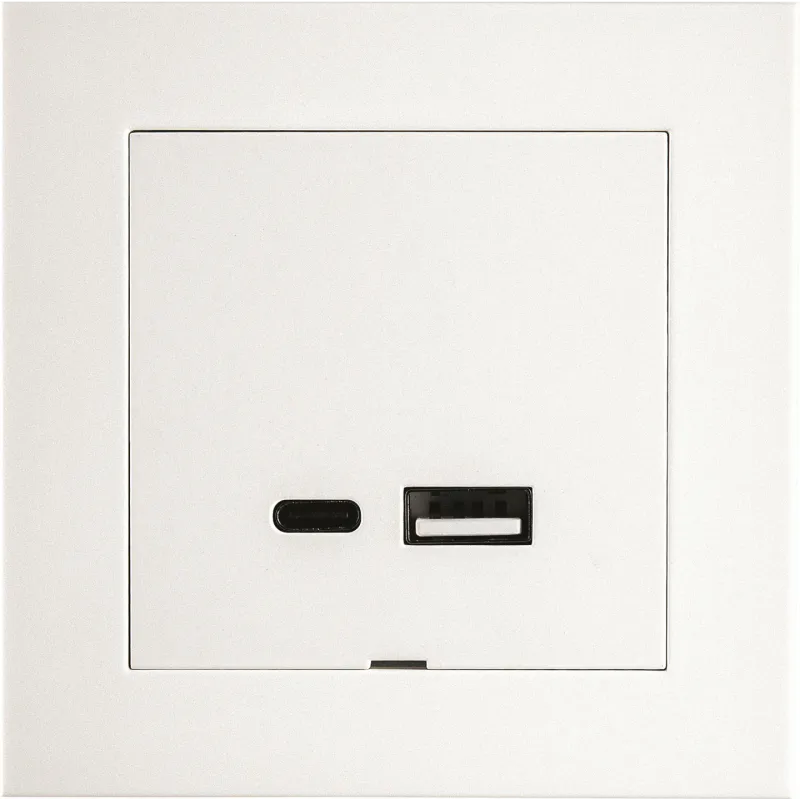 Sg USB A+C 3A innfelt Hvit
